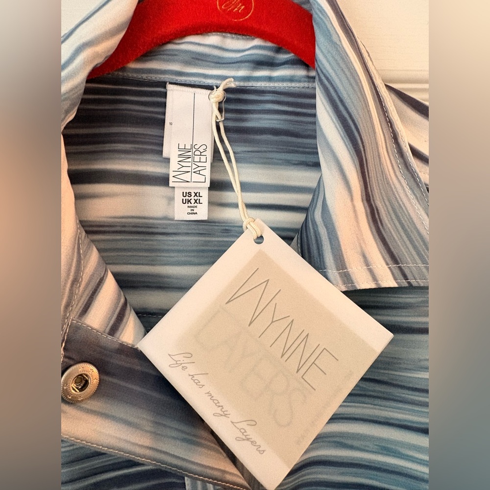 Marla Wynne Layers Chiffon Jacket
Chic Blue and White Striped Shirt Jacket - Picture 3 of 5
